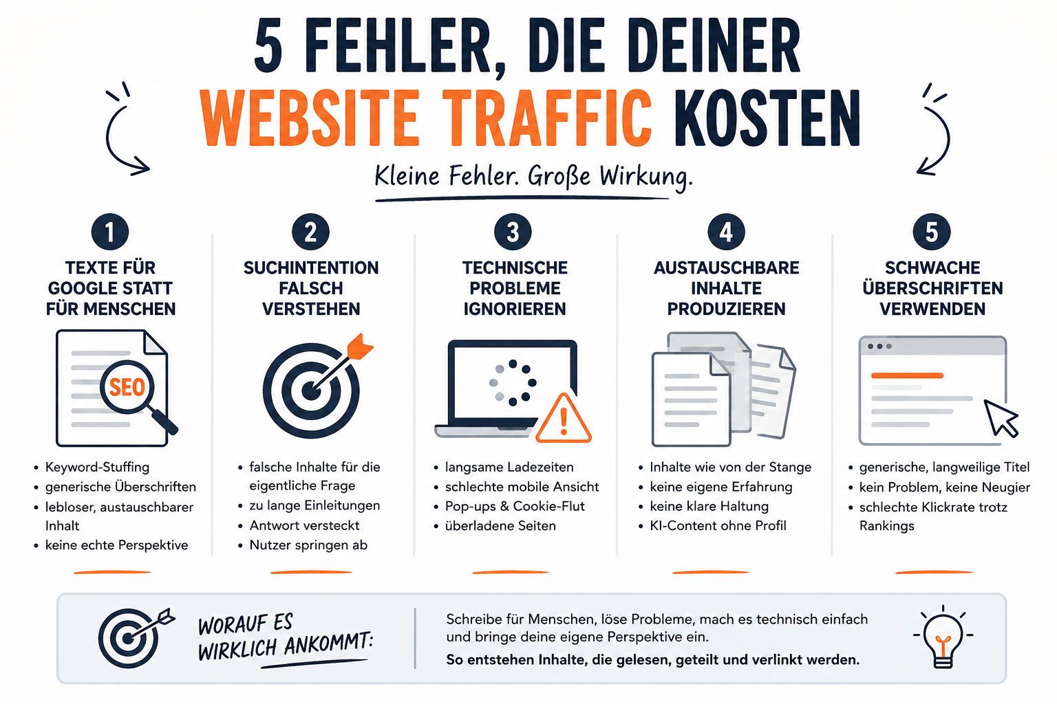 Fehler, die der Website Traffic kosten